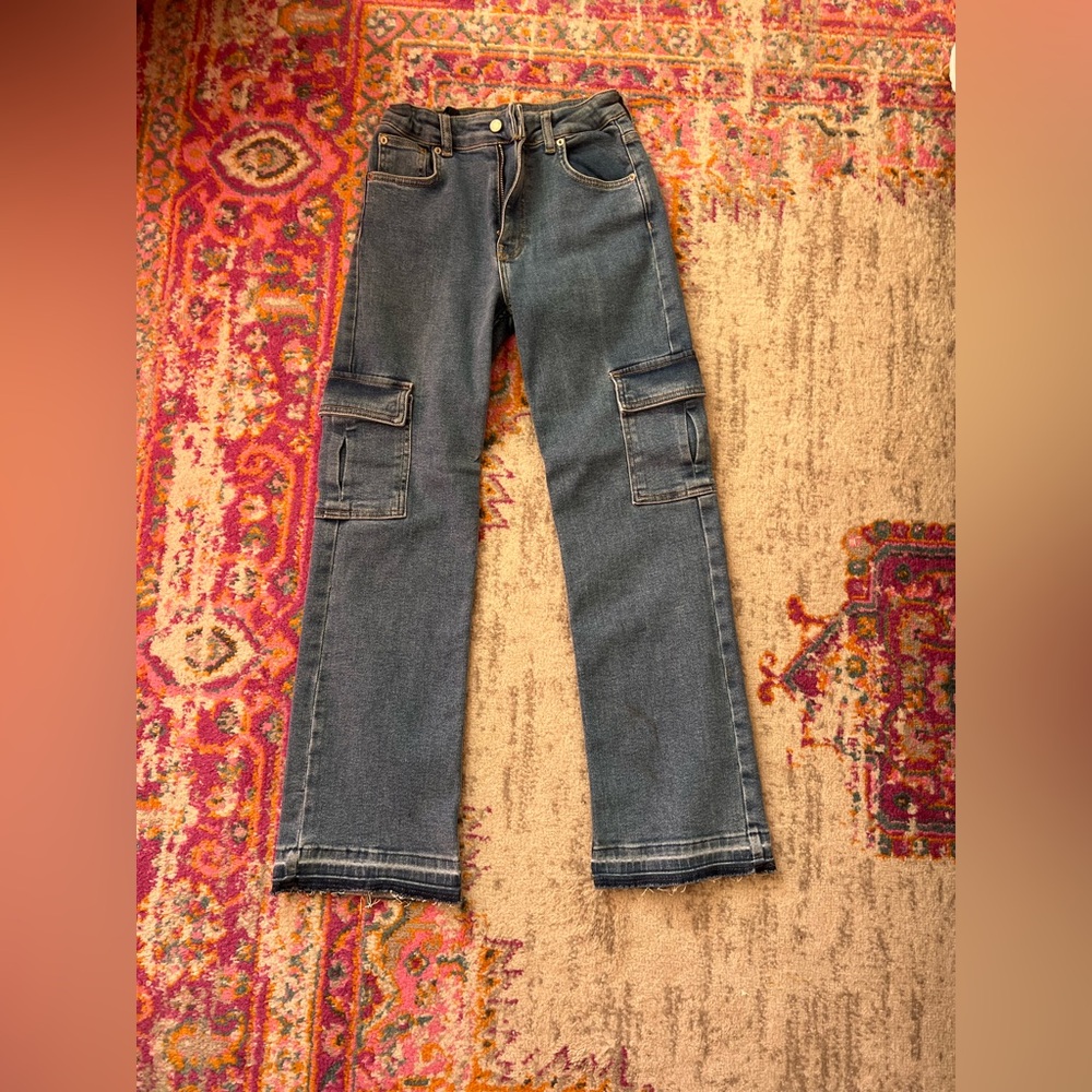 Zara Dark Blue Bootcut Cargo Jeans